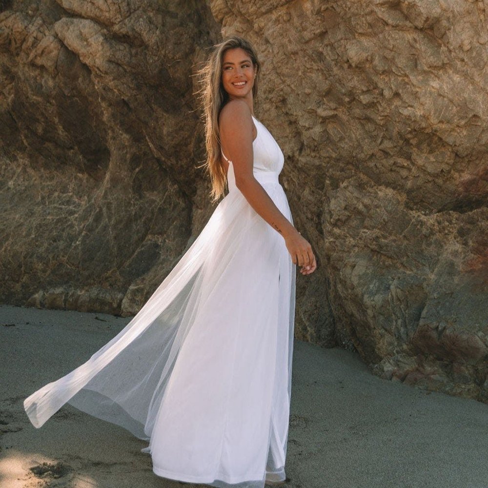 LAST ONE -PETAL DUST MAXI DRESS - WHITE - Picture 6 of 10